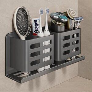 Aluminum Toothbrush Holder Wall Mount Razor Toothpaste Bathroom Organizer